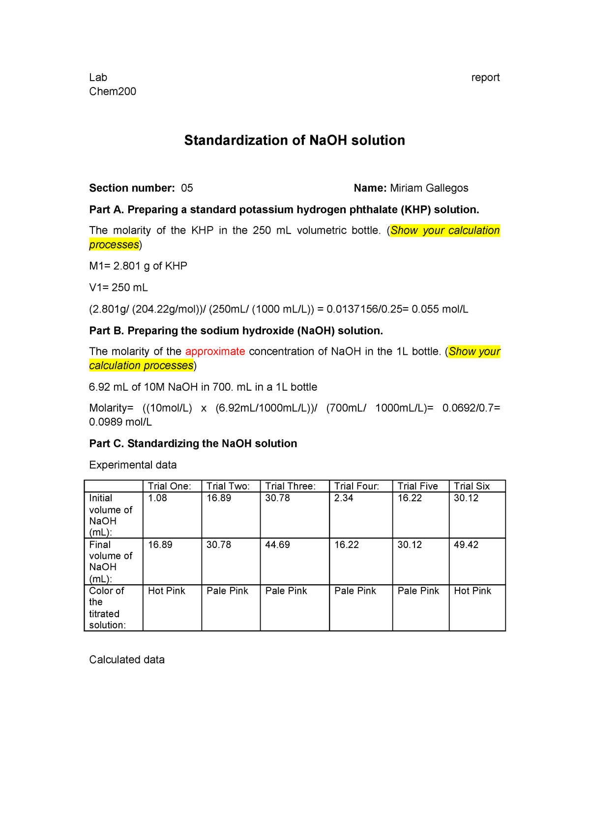 standardisation of naoh