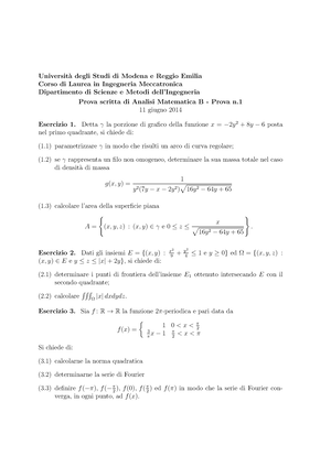 Analisi B Esercizi Probab 02 - Analisi Matematica B. Esercizi Di ...