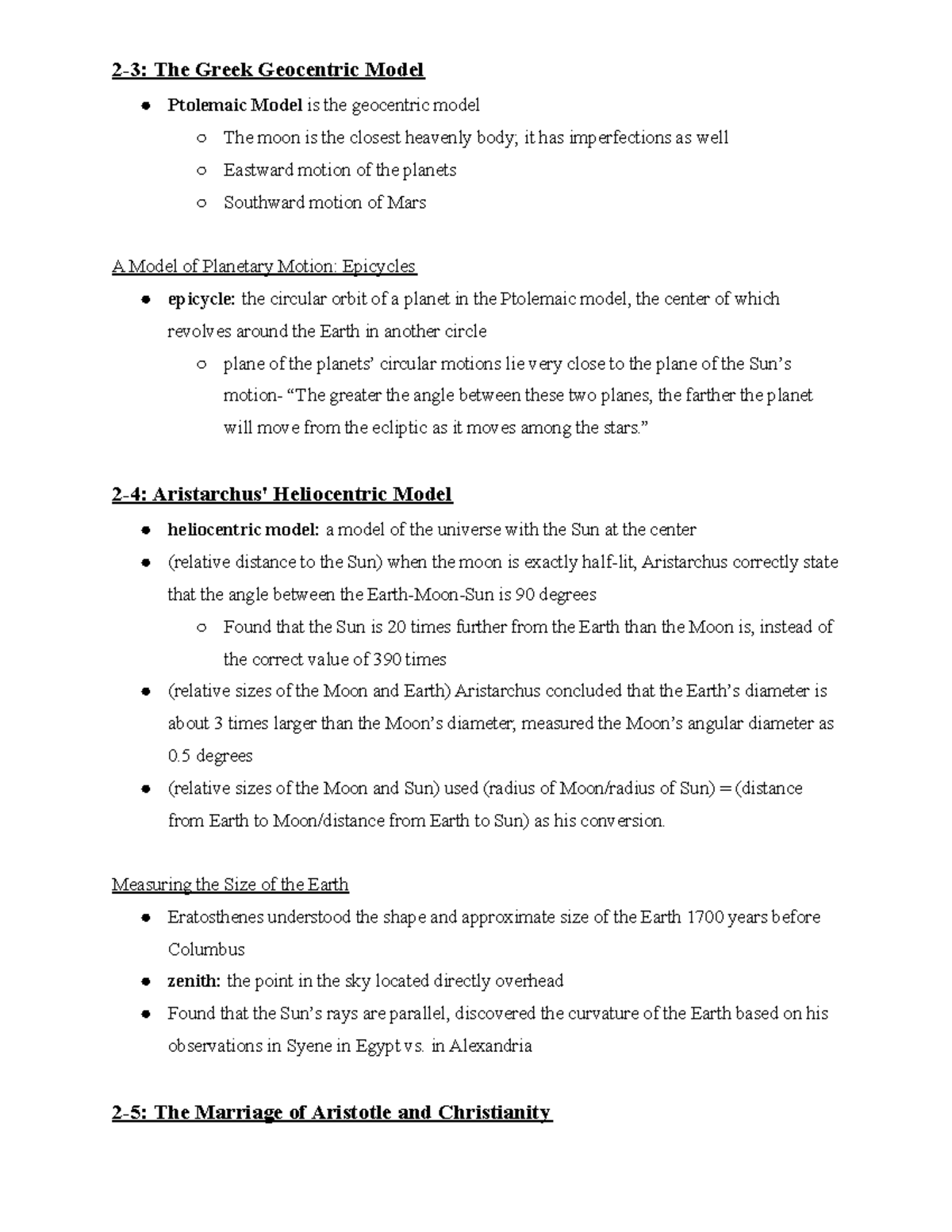 Week 2 Readings 23 The Greek Geocentric Model Ptolemaic Model is
