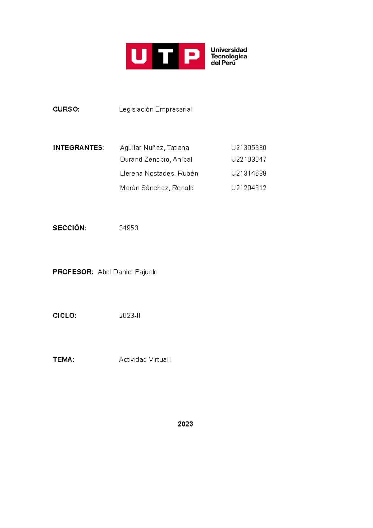 Legislación Empresarial(ACV-S01) Ejercicios 01 - ECV - CURSO ...