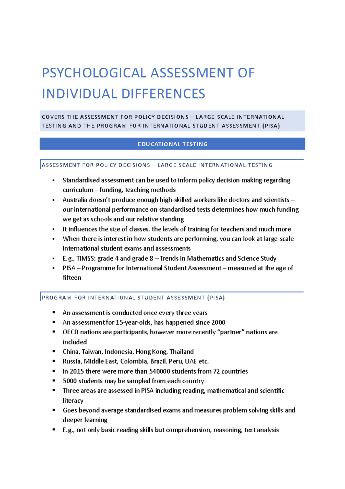 Psychological assessment of individual differences 3 - PSYCHOLOGICAL ...