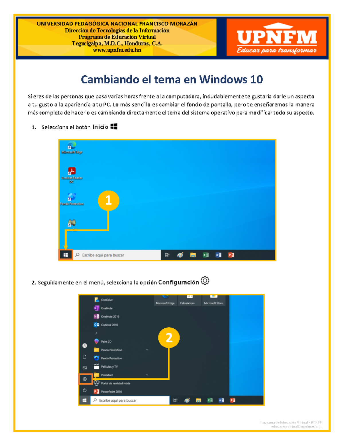 Cambiando tema en Win10-2 - Programa de Educación Virtual - UPNFM ...