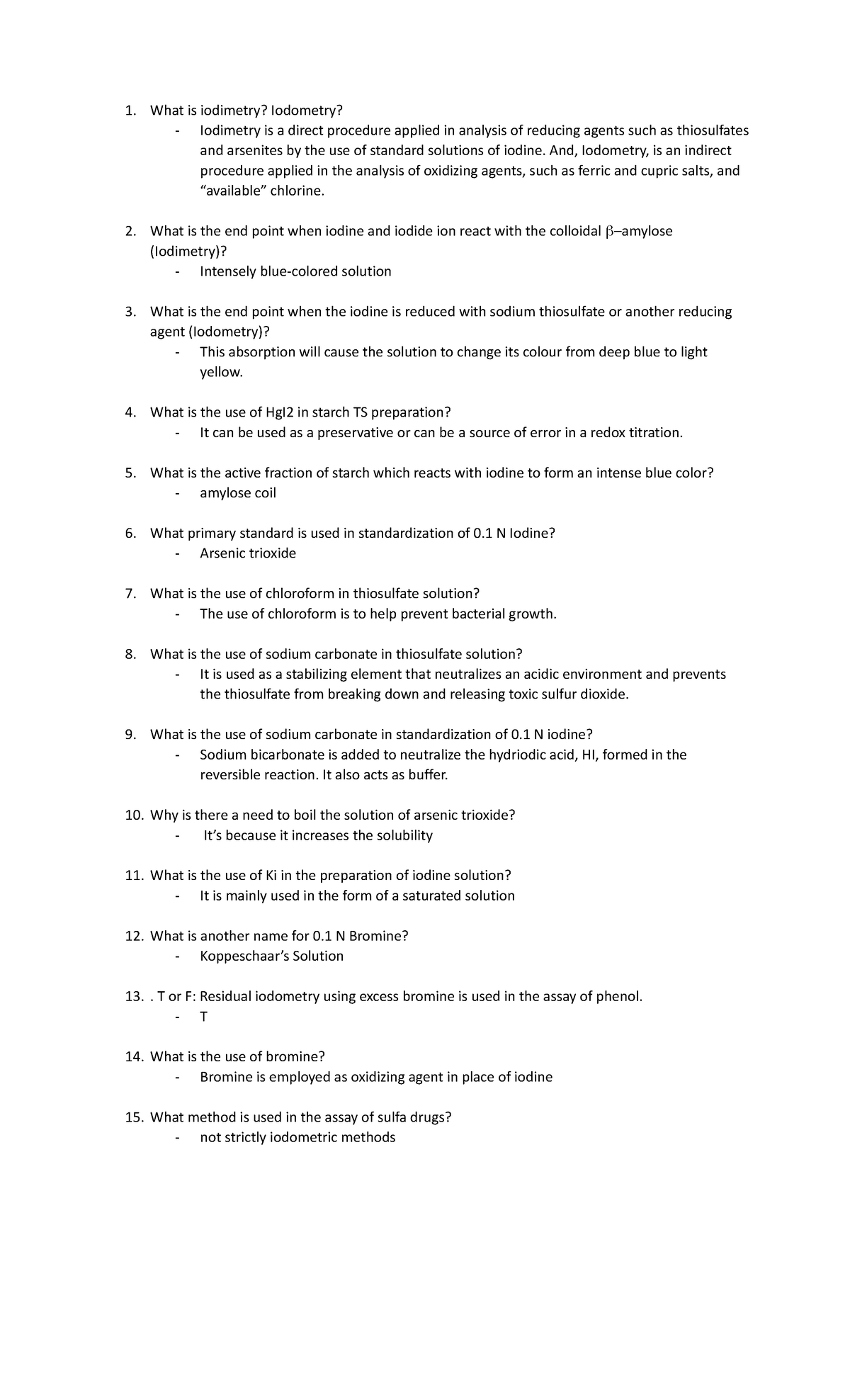 Assignment In Pharma Ana Iodimetric And Iodometric Methods 