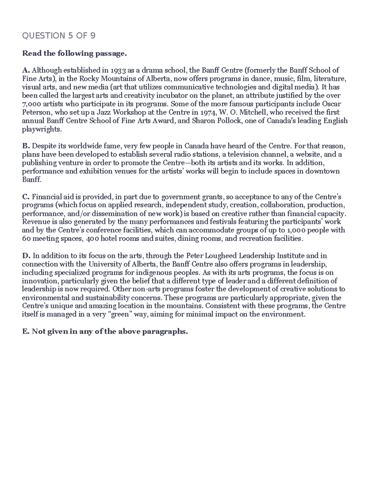 Reading Quiz Sample 1000 Fanshawe Studocu