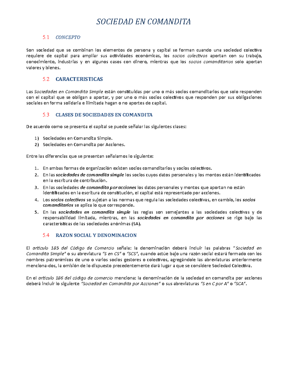 Sociedad EN Comandita Apuntes 1 SOCIEDAD