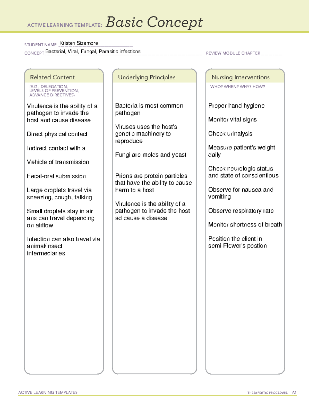 Active Learning Template Bacteria ACTIVE LEARNING TEMPLATES THERAPEUTIC PROCEDURE A Basic