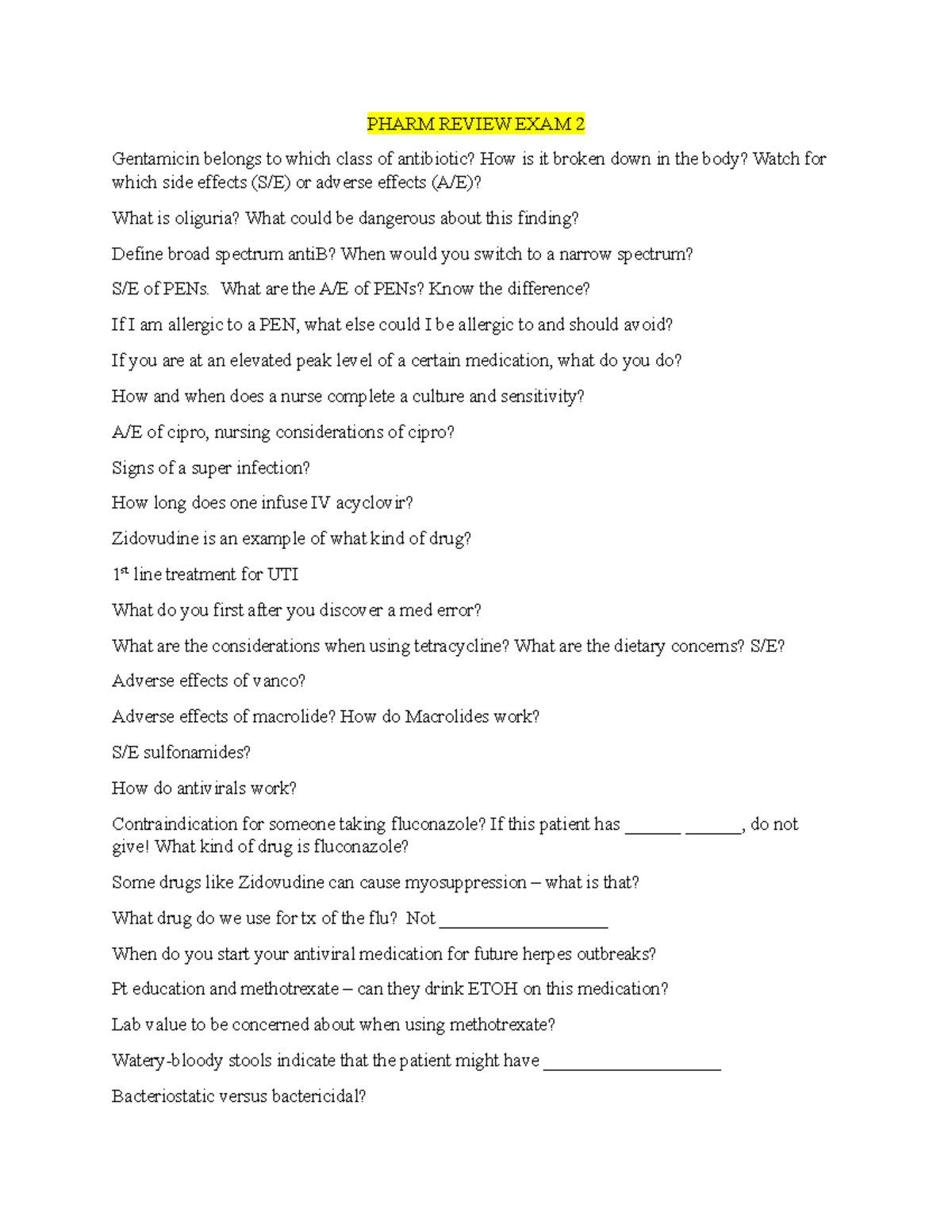 pharm-review-exam-2-prof-holloway-pharm-review-exam-2-gentamicin