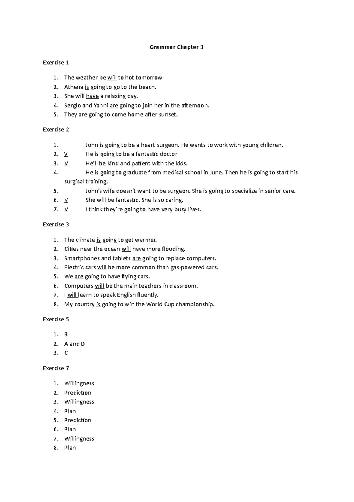 Key Answer Grammar Chapter 3 Exercise 1,2,3,5,7,8,9 - Grammar Chapter 3 ...