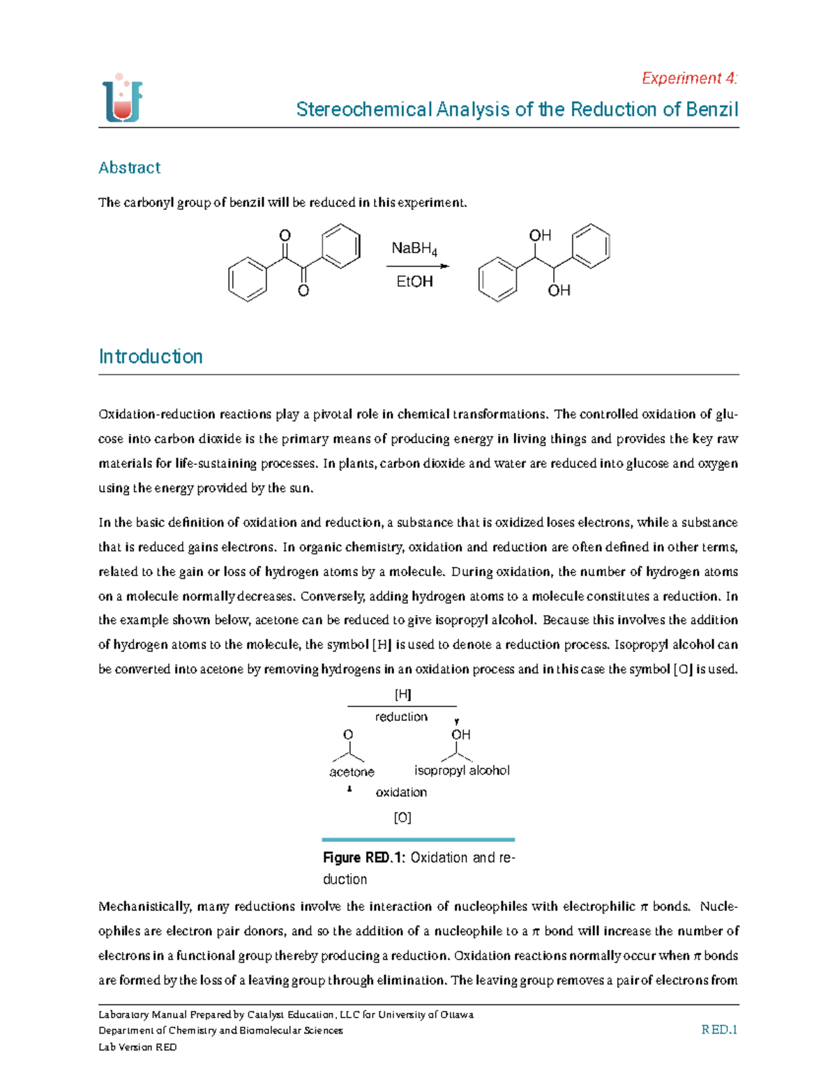 CHM1321 Lab 4 Manual - Experiment 4: Stereochemical Analysis of the ...