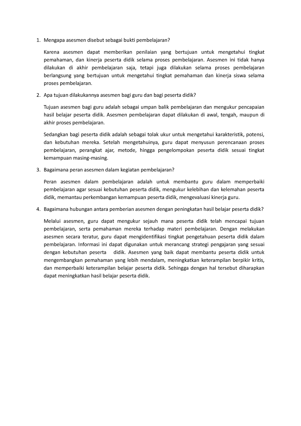 Eksplorasi Konsep Prinsip Pengajaran Dan Asesmen Mengapa Asesmen Disebut Sebagai Bukti Studocu