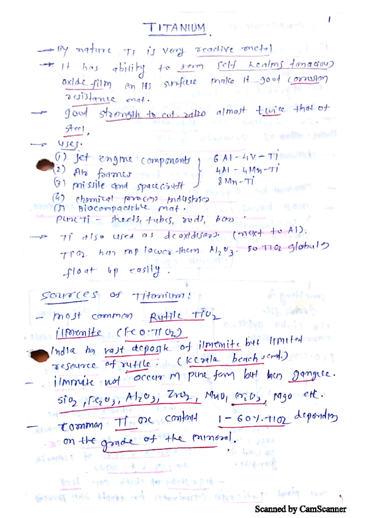 Titanium (Sir Notes) - I TITANIUM nature Ti is very reactive metal It ...