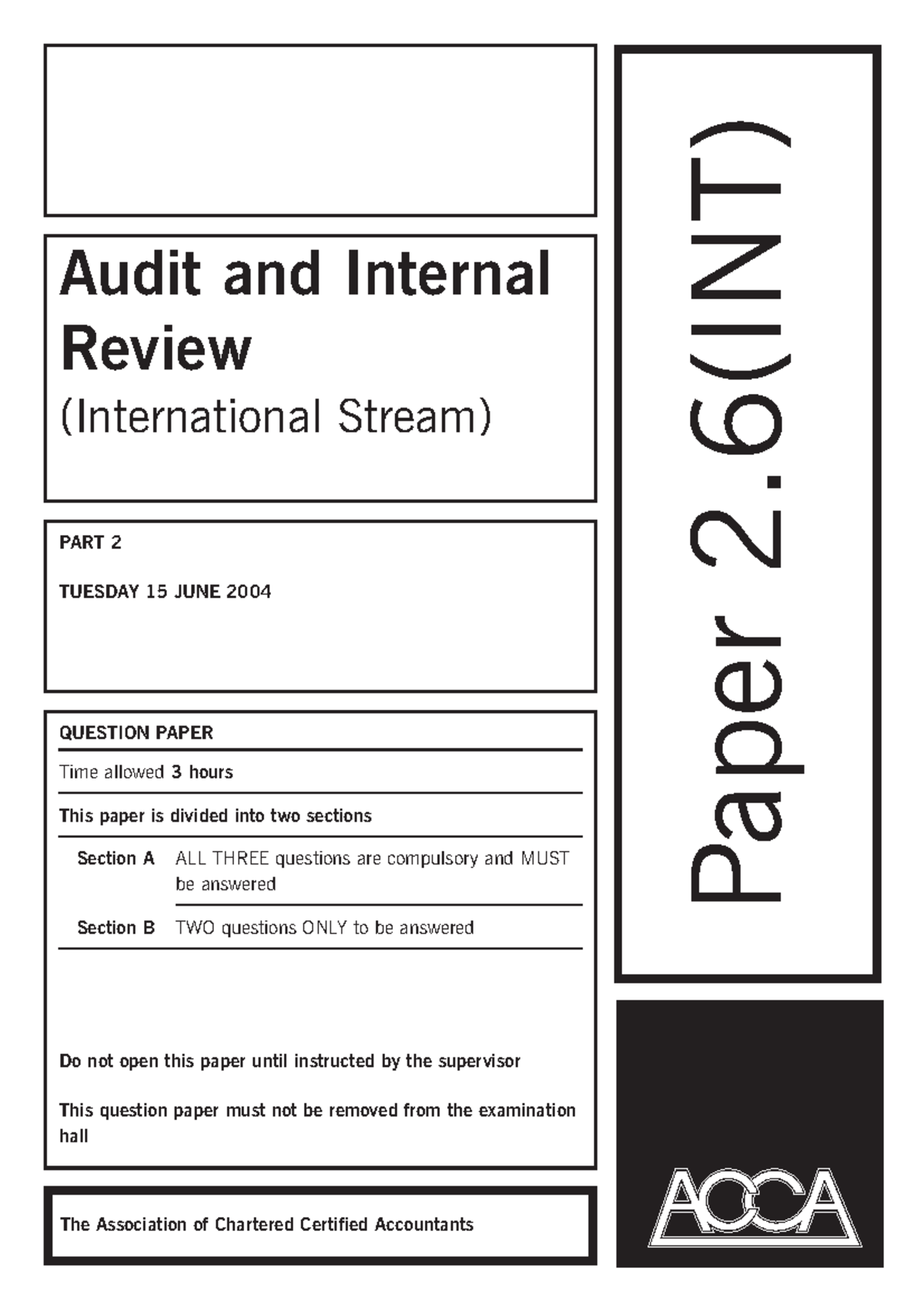ACCA Noter Answer Paper F8 2-6int 2004 jun q - Audit and Internal ...
