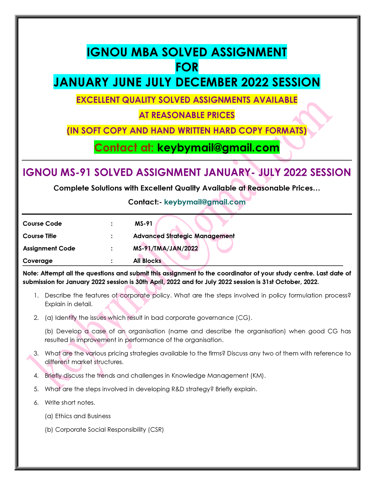 ignou assignment question 2022 july session