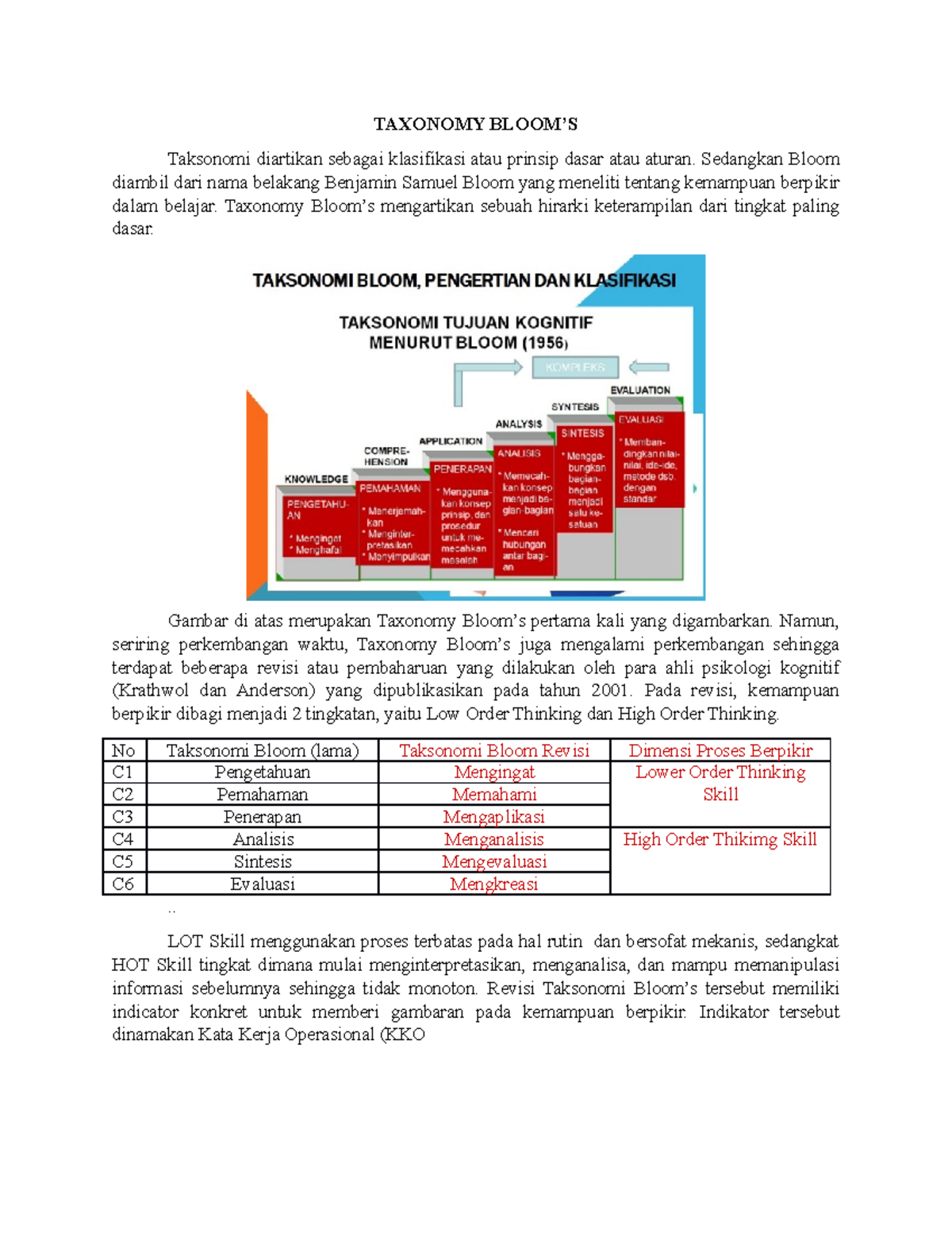 Taxonomy Bloom - TAXONOMY BLOOM’S Taksonomi Diartikan Sebagai ...