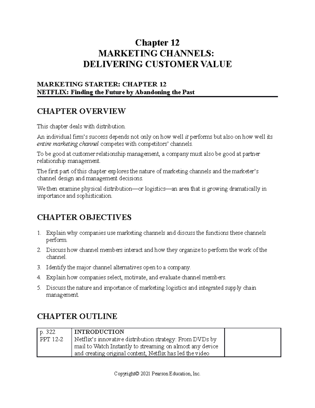 MKT201 Ch12 Notes - Chapter 12 MARKETING CHANNELS: DELIVERING CUSTOMER ...