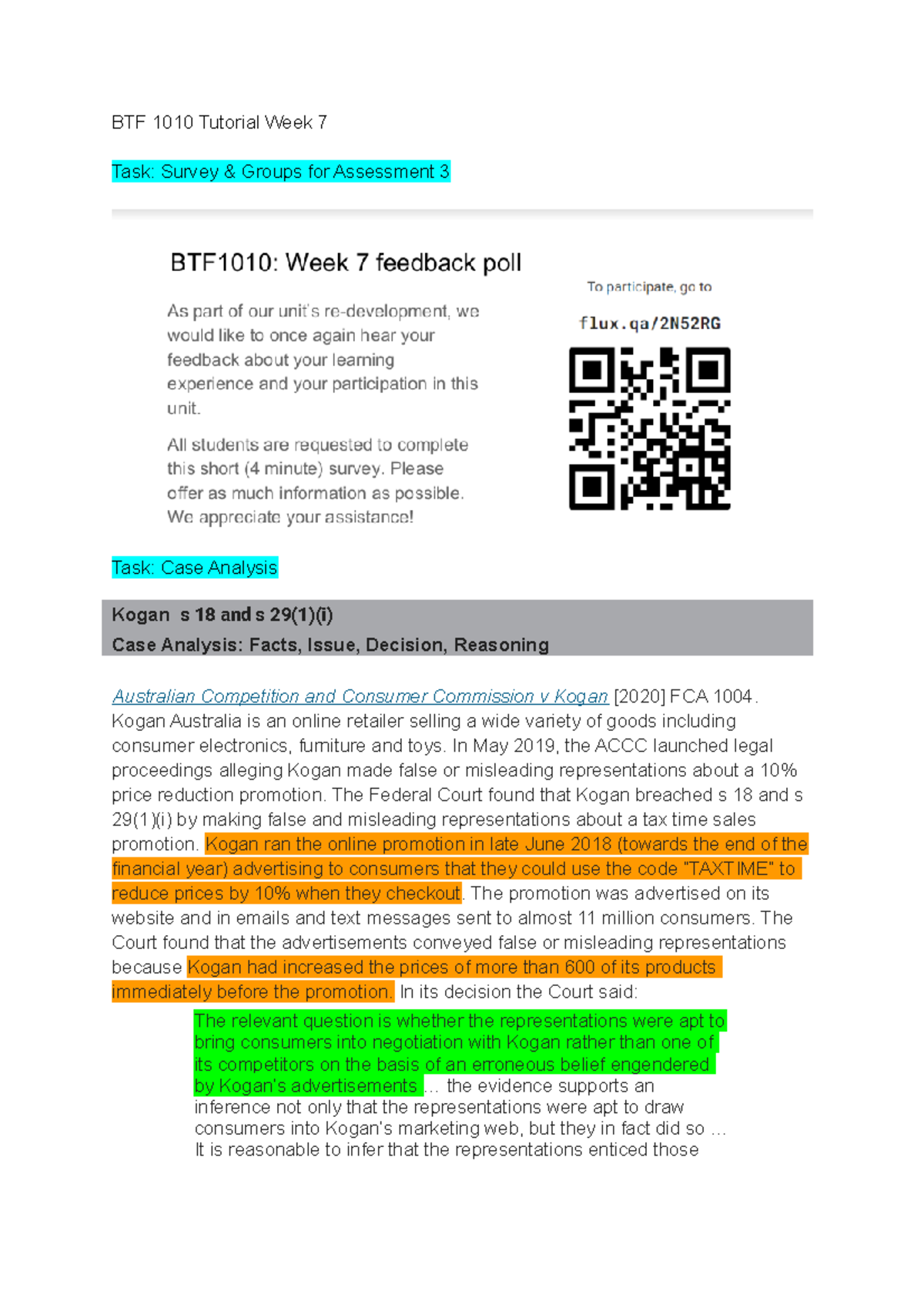 1010 Week 7 (T) - Wk 7 - BTF 1010 Tutorial Week 7 Task: Survey & Groups ...