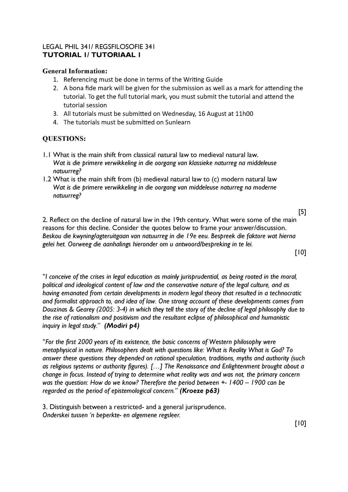 Tutorial 1 LP 341 - Lecture Notes - 53333 - SUN - Studocu