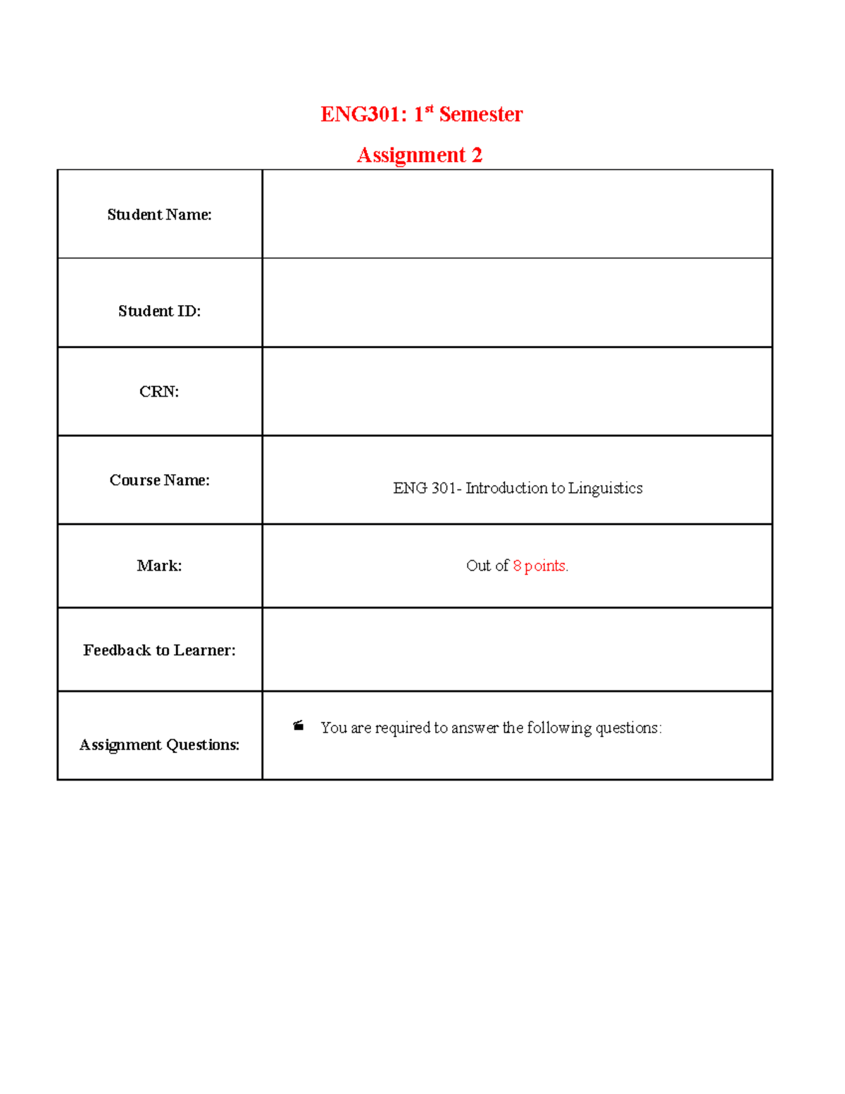 Eng301 20assignment 202 Eng301 1st Semester Assignment 2 Student Name Student Id Crn Eng301 20assignment 202 Eng301 1st Semester Assignment 2 Student Name Student Id Crn