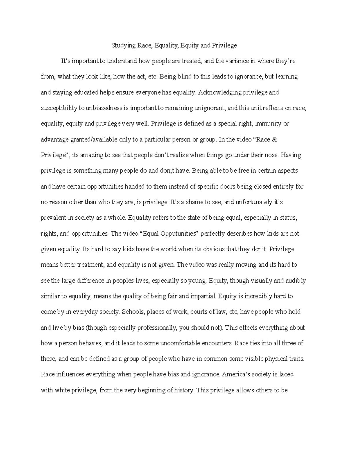 race equality essay