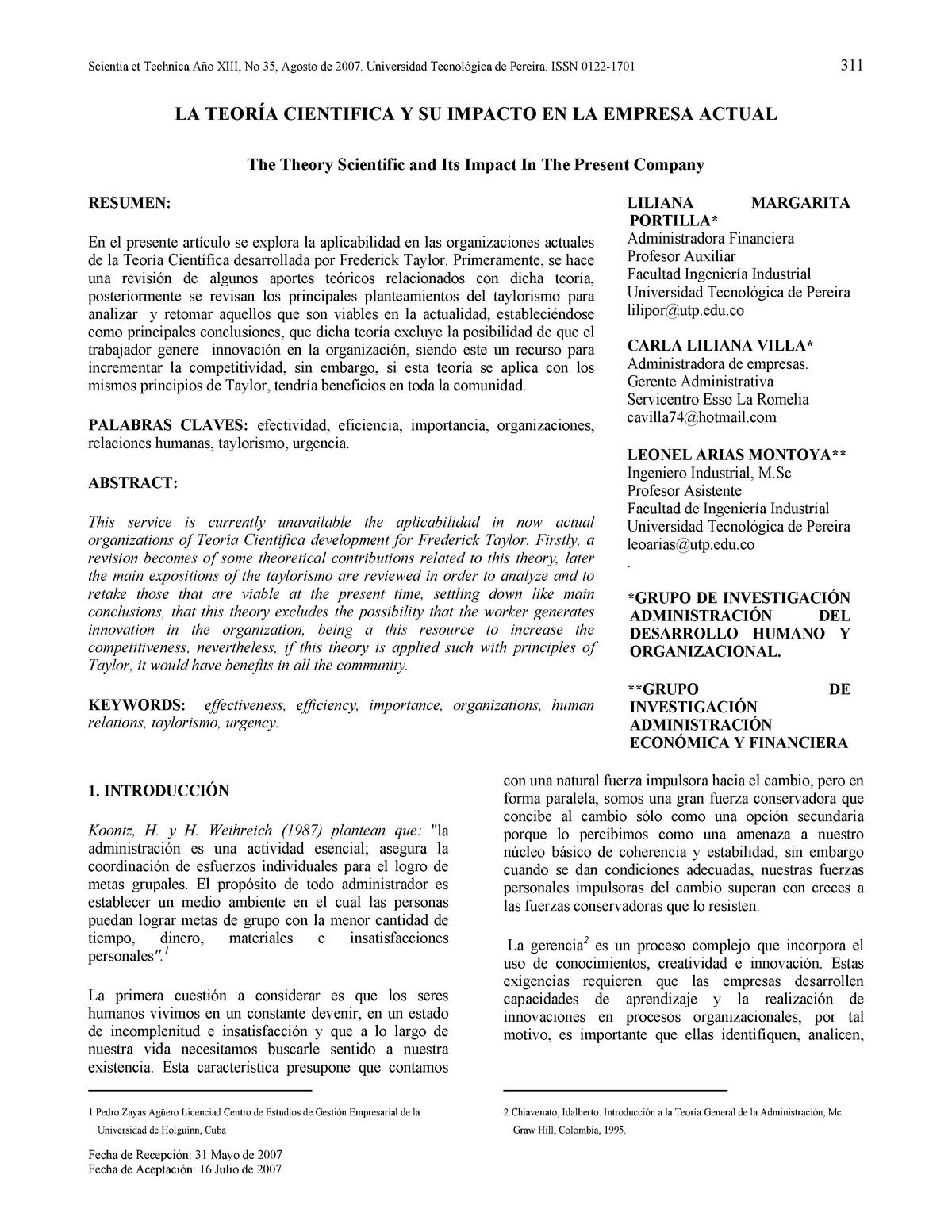 Teoría Científica Apuntes 1 Scientia Et Technica Año Xiii No 35 Agosto De 2007 3963