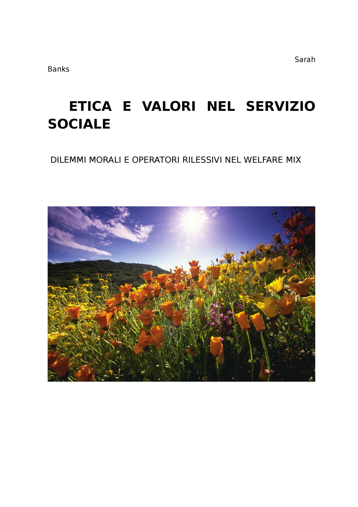 Etica E Valori Nel Servizio Sociale - Sarah Banks ETICA E VALORI NEL ...