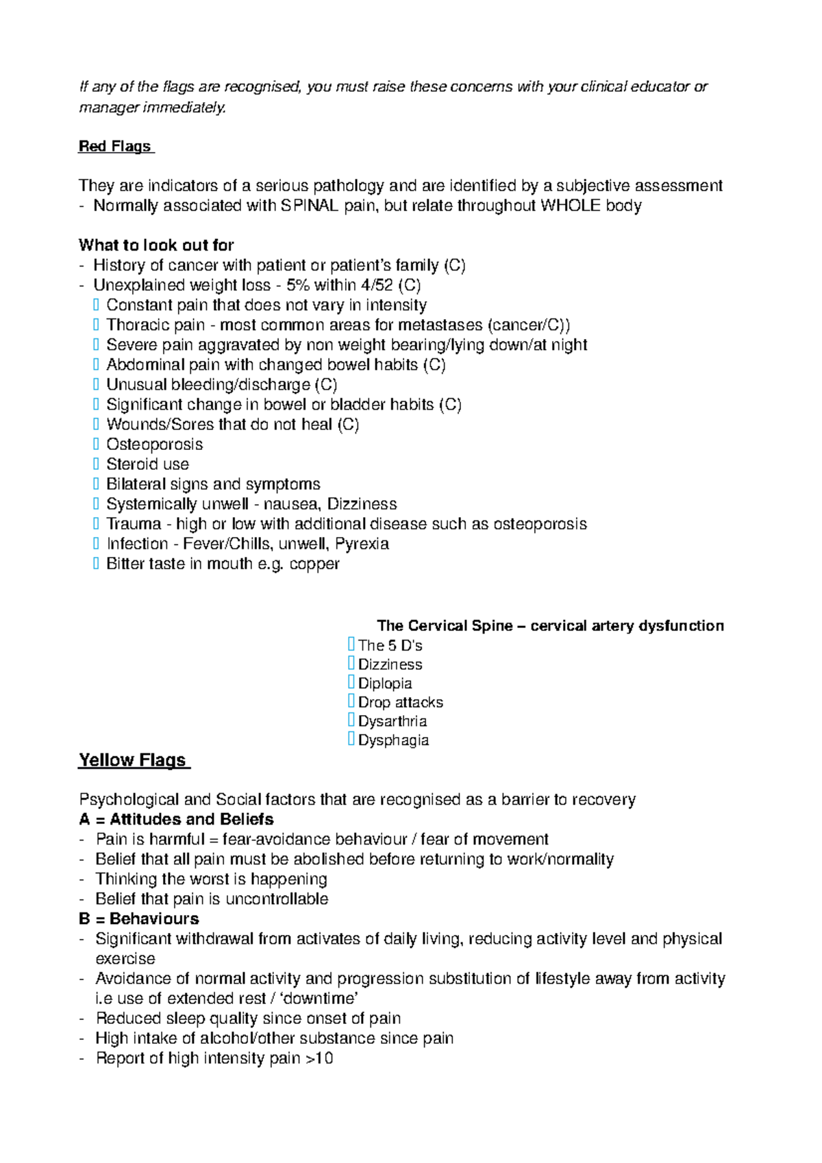 Flags in Assessments - If any of the flags are recognised, you must ...