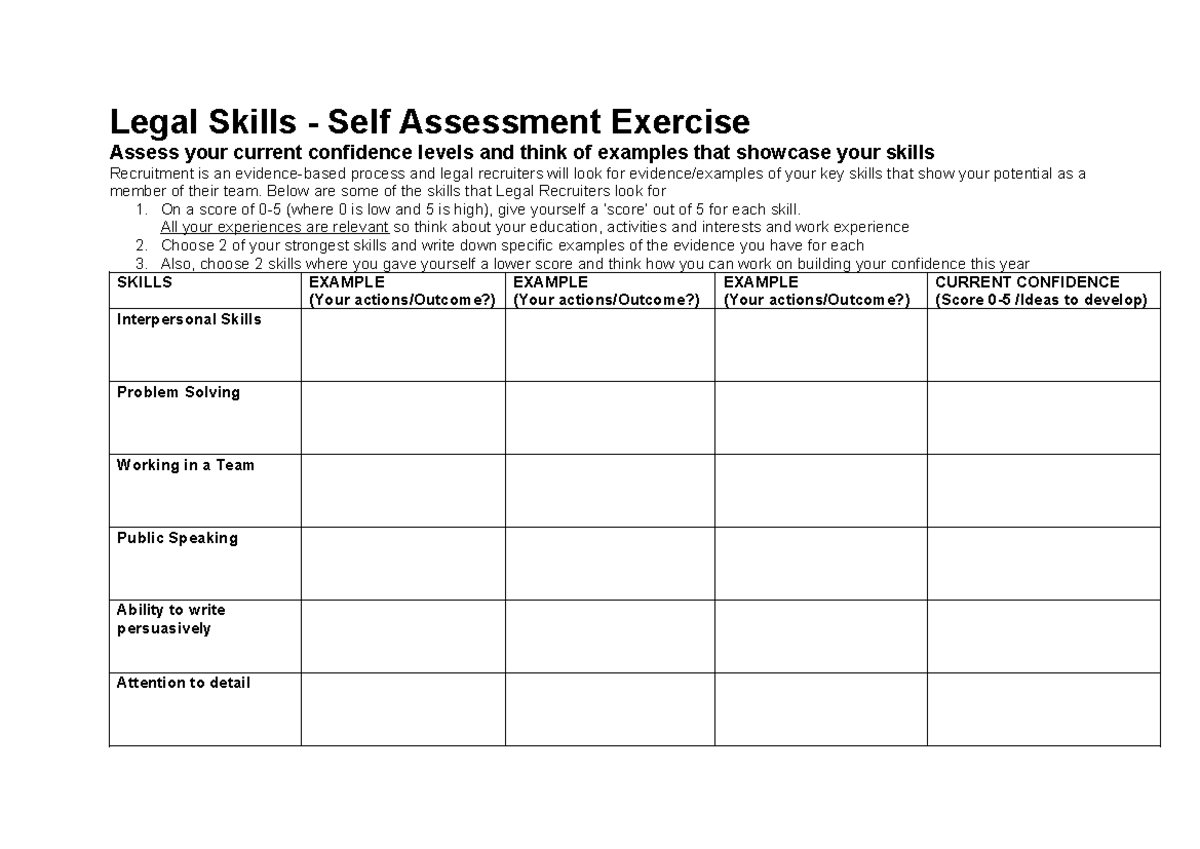 2 Legal Skills - Self Assessment Exercise (Sep 2023) - Legal Skills ...