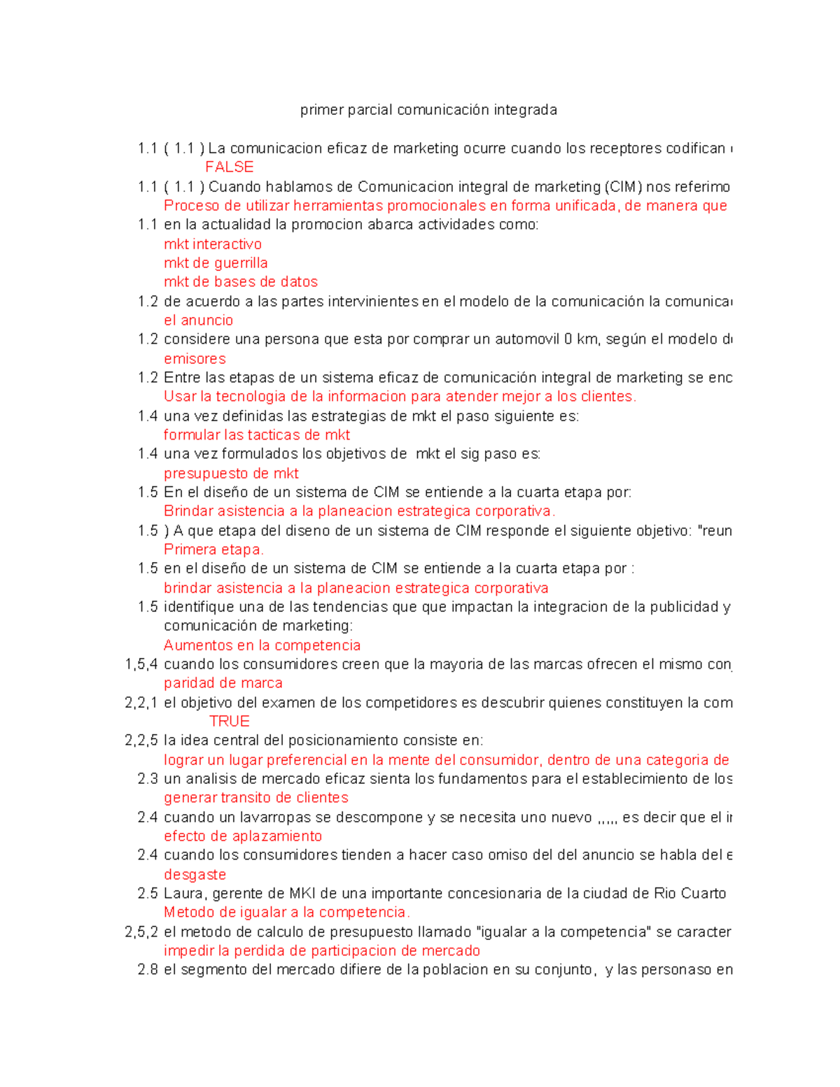 Preguntero Estrategias Comunicacion Integradas Pregun 1 Primer Parcial Comunicación Integrada 4040