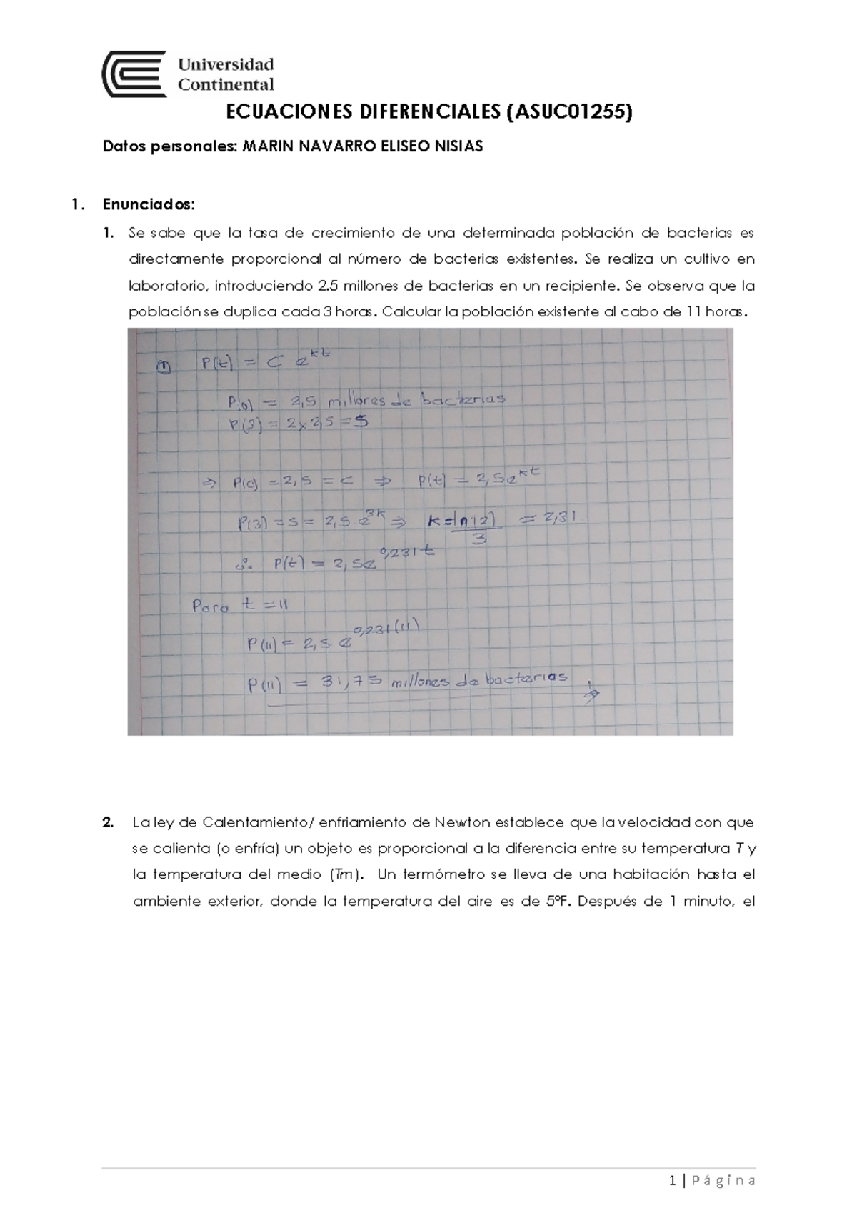 Examen 4 Abril Winter 2018 Respuestas ECUACIONES DIFERENCIALES 