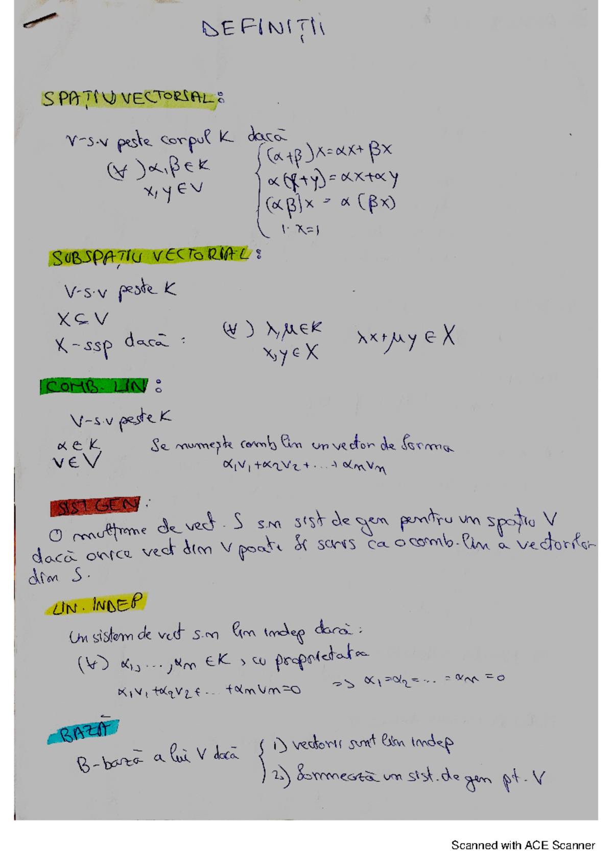 Definitii Algebra Lineara - Algebră Algebra - Scanned with ACE Scanner ...