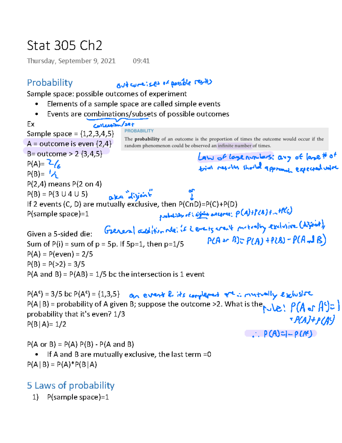 sample space unit probability homework 2 answer key