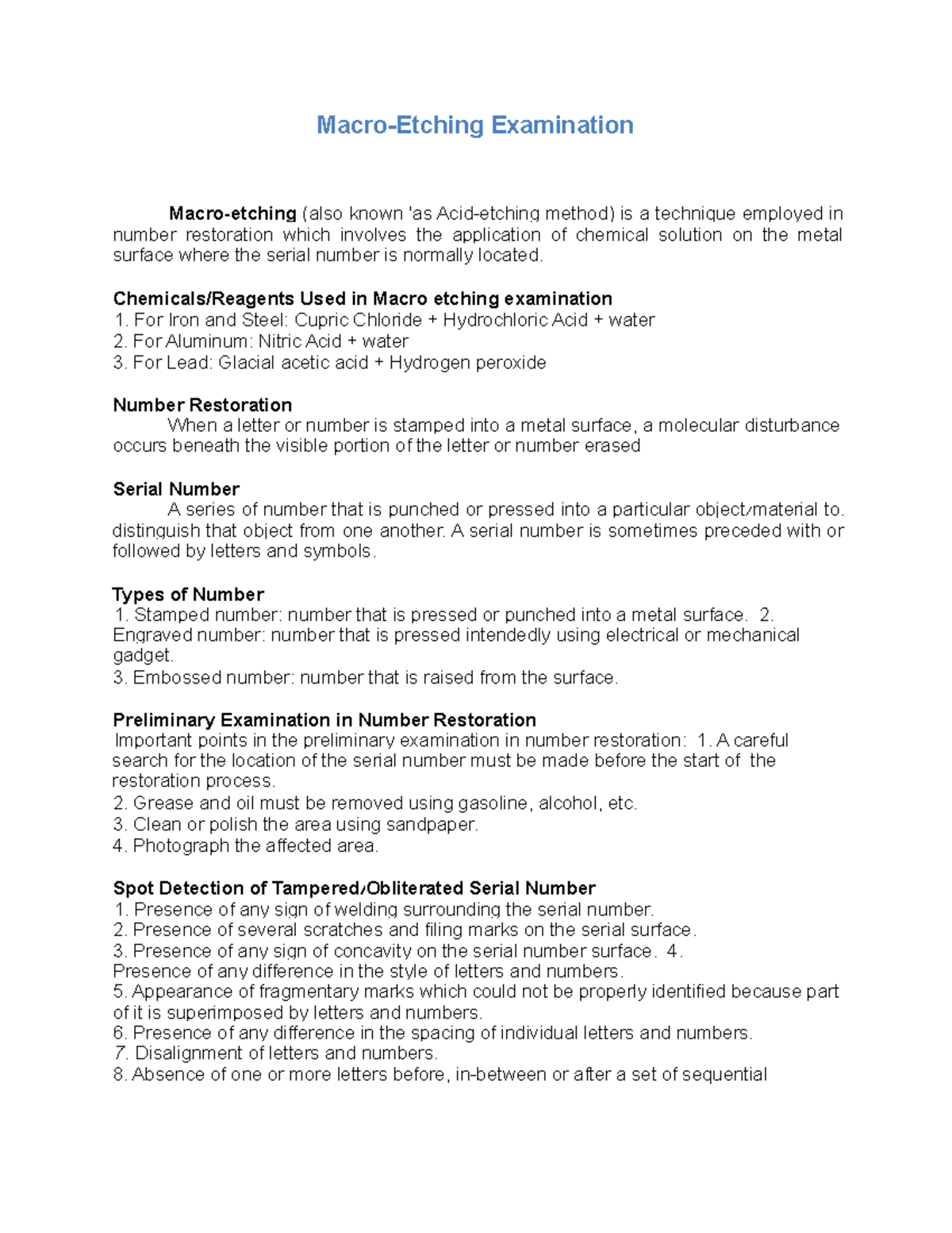 Macro Etching MacroEtching Examination Macroetching (also known 'as