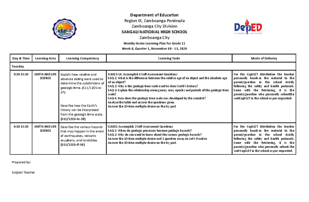 Weekly HOME Learning PLAN SHSG11 Week6 - Department of Education Region ...