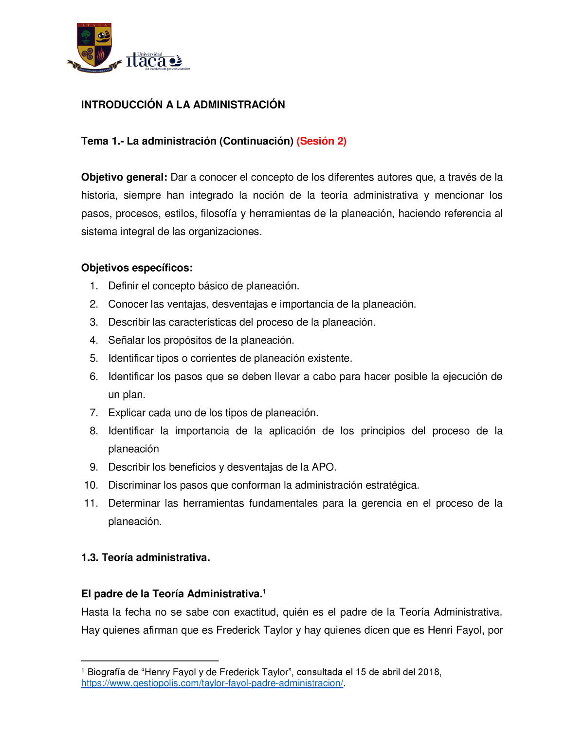 02. Introducción A LA Administración, Sesión 2 (Tema 1, Subtema )  (Revisada 20 04 18) - - Studocu