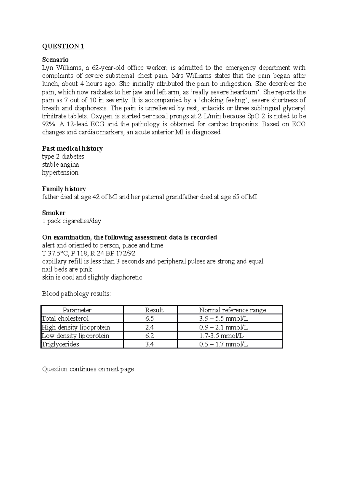2023 Practice Exam Question 1 - QUESTION 1 Scenario Lyn Williams, a 62 ...