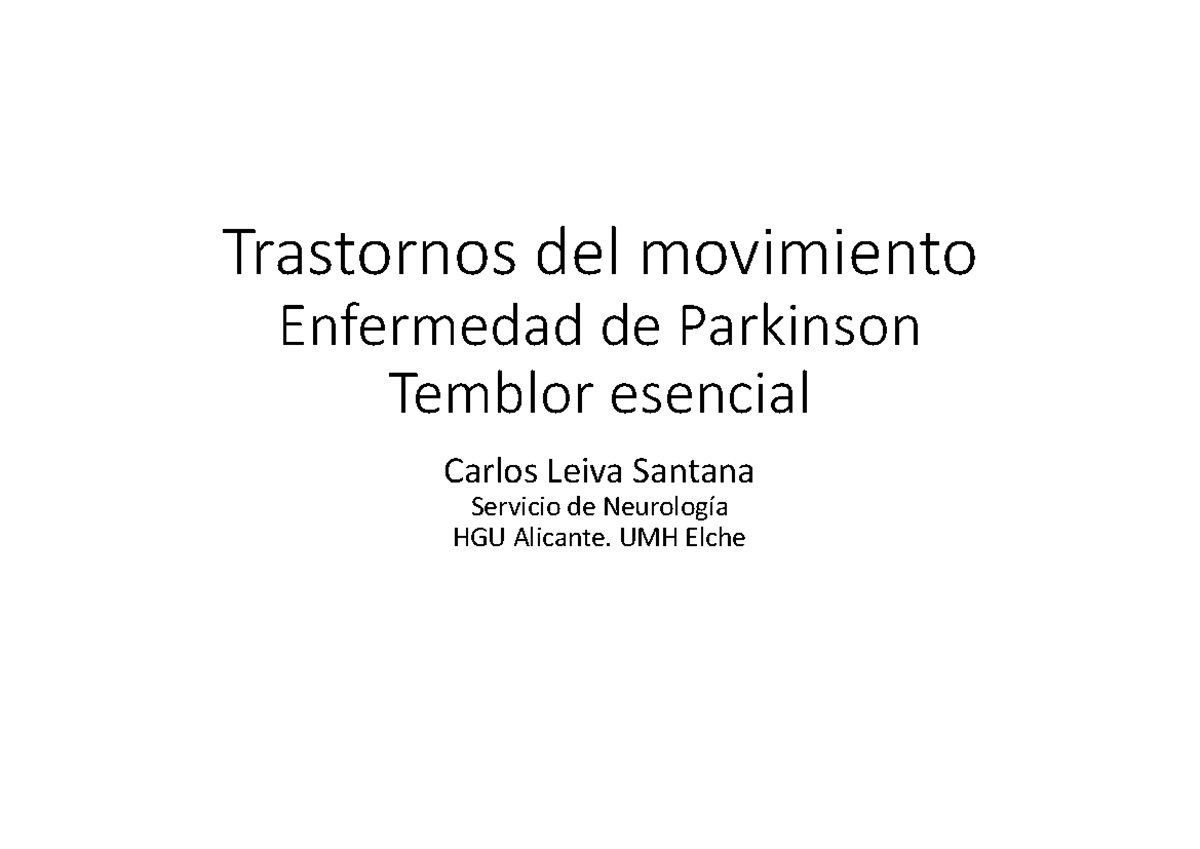 29 Trastornos MOvimiento - Trastornos Del Movimiento Enfermedad De ...