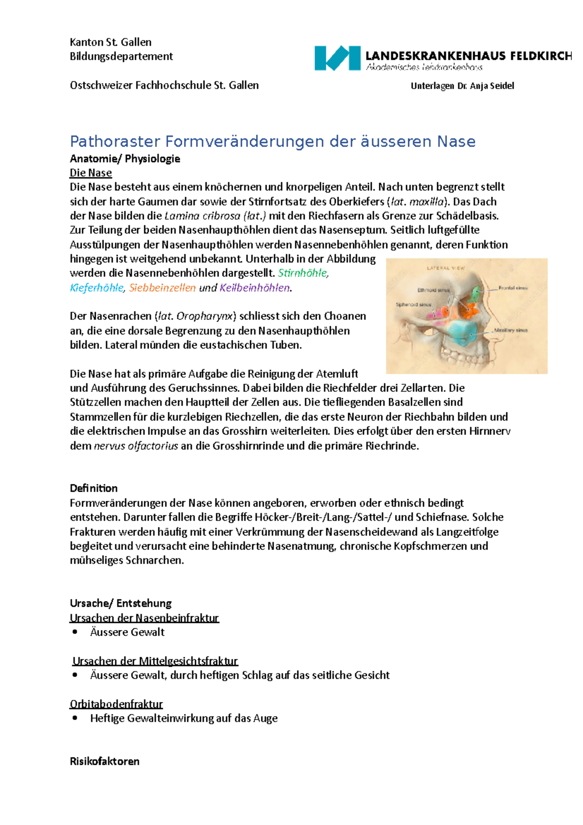 Pathoraster Formveränderungen der äusseren Nase - Kanton St. Gallen ...