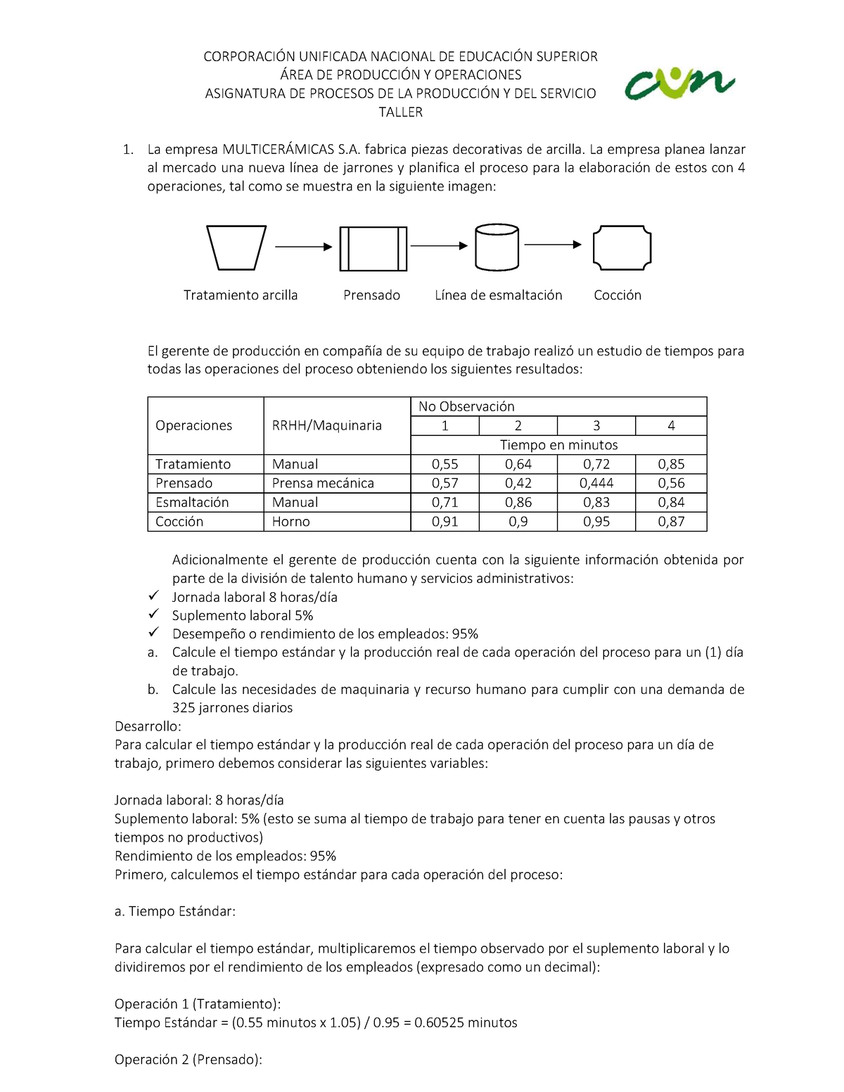 Taller Cálculo De Factores De Producción Resuelto - CORPORACI”N ...