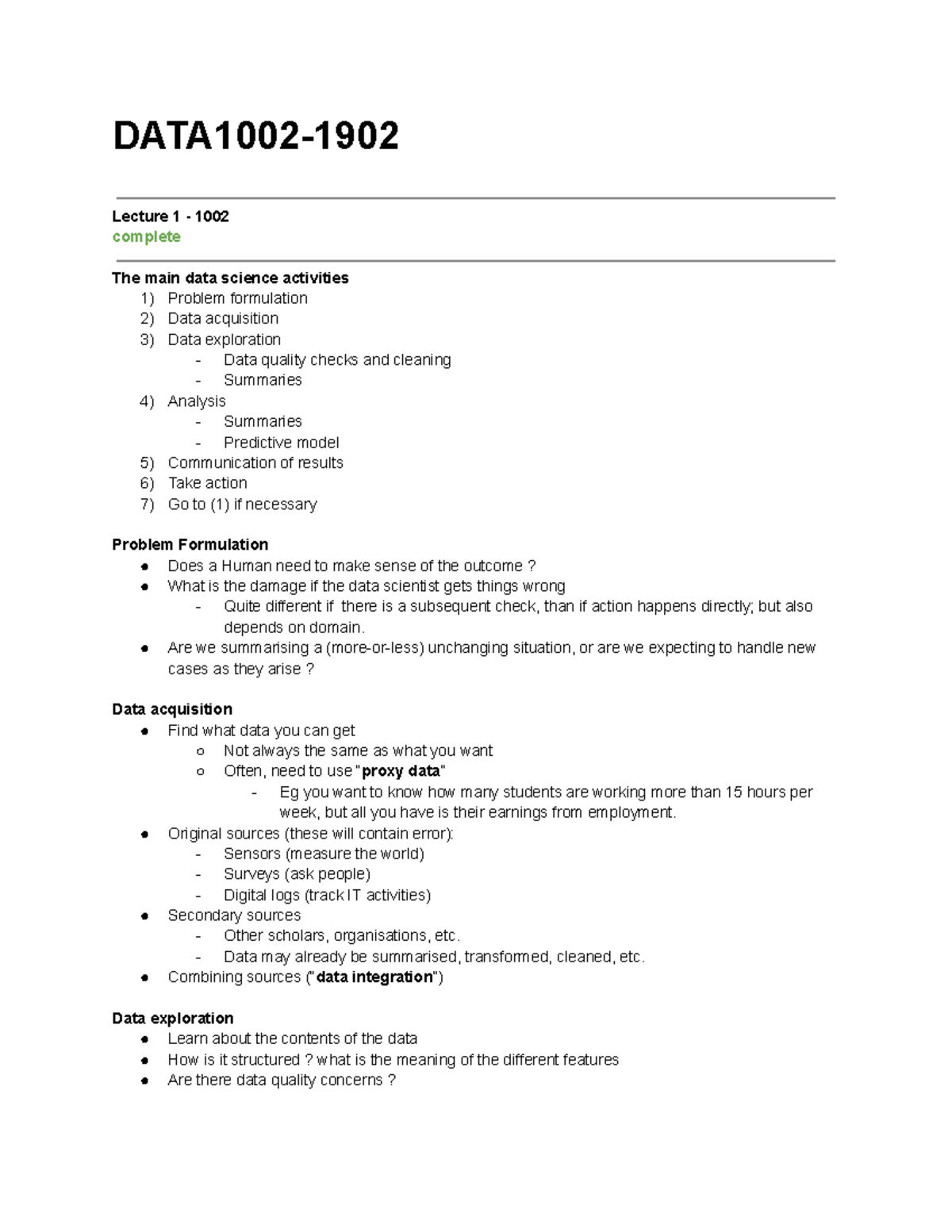 DATA1002-1902 - Lecture notes + important codes + important content ...