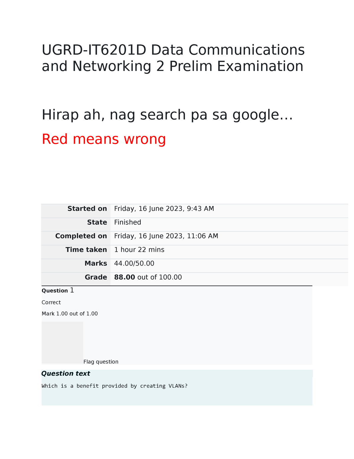 UGRD-IT6201D Data Communications And Networking 2 Prelim Examination ...