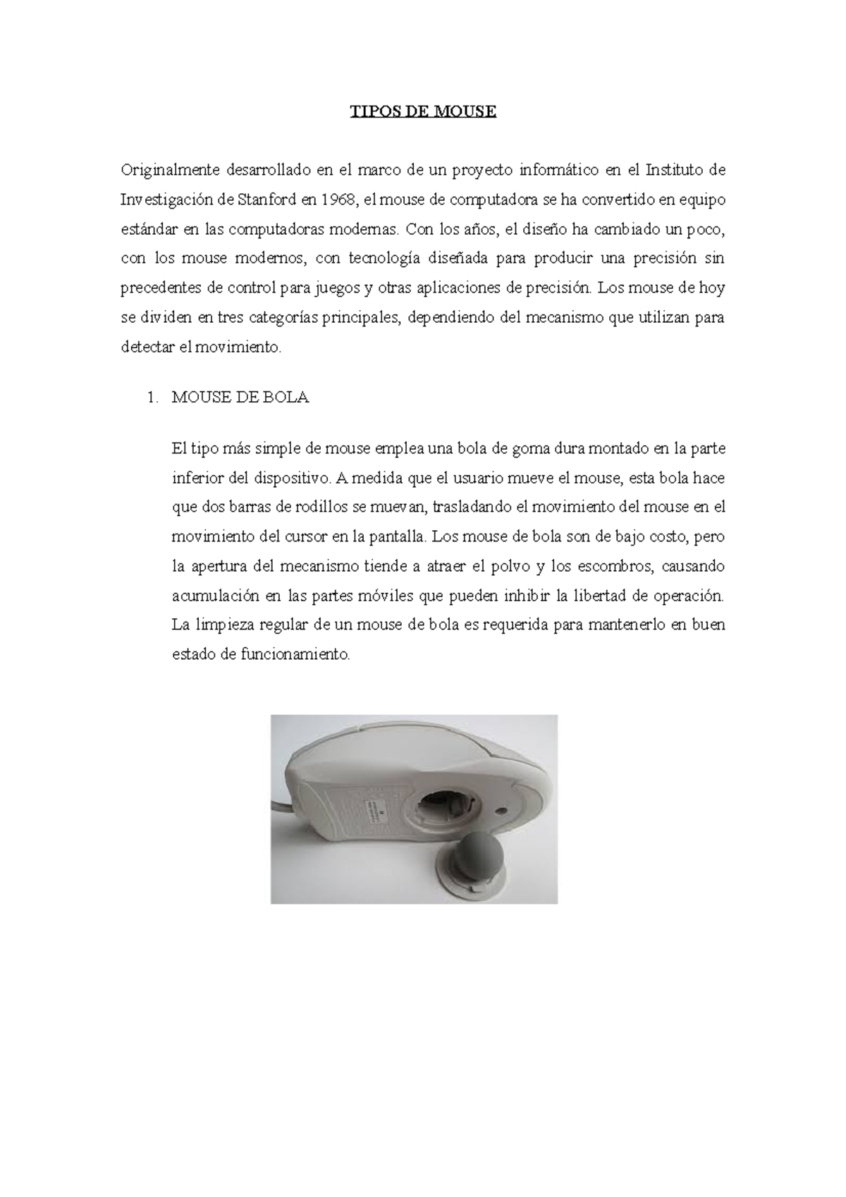 Tipos DE Mouse - computo - TIPOS DE MOUSE Originalmente desarrollado en ...