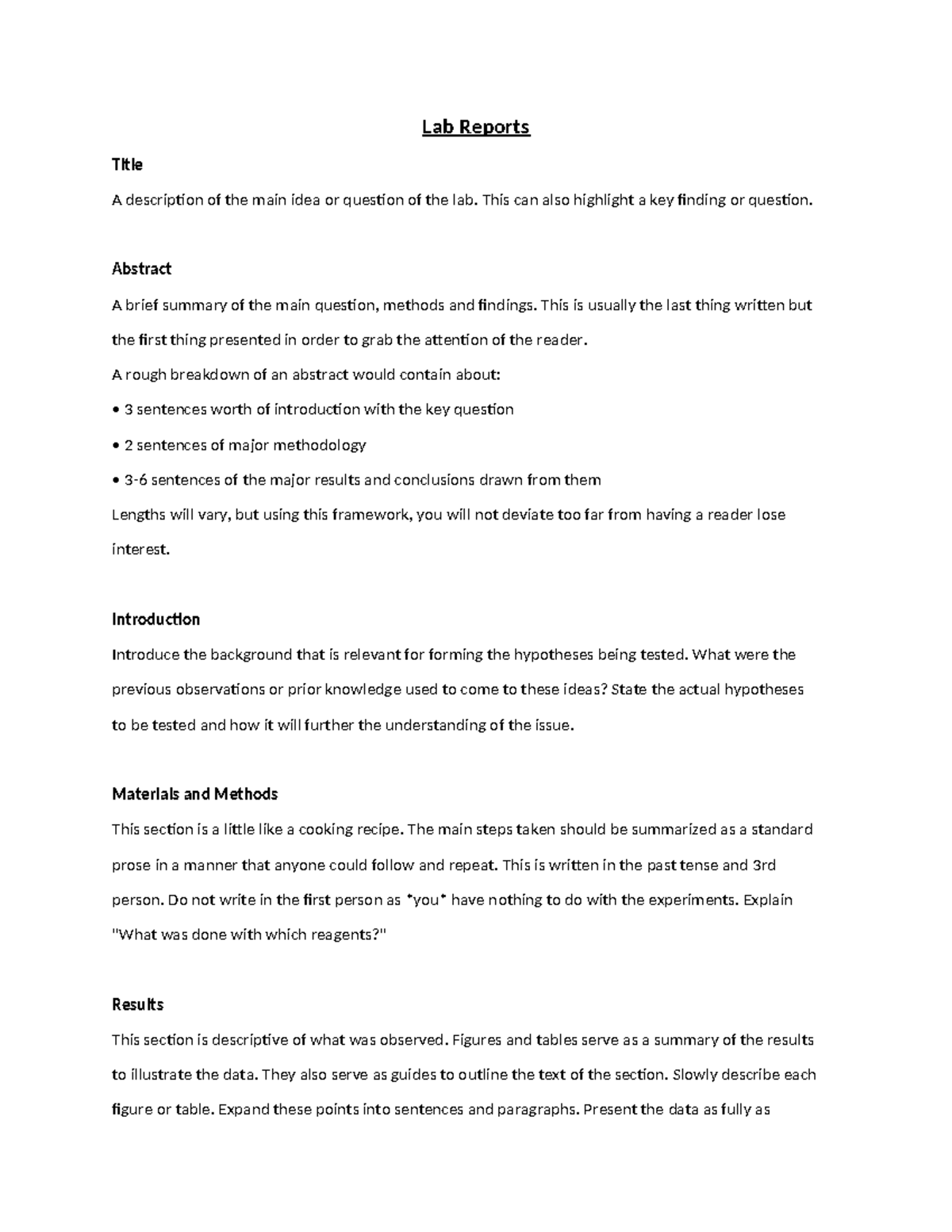 How to write Lab Report - omg h hh - Lab Reports Title A description of ...