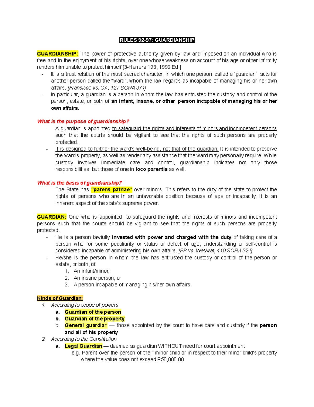 Rules9297 Guardianship RULES 9297 GUARDIANSHIP GUARDIANSHIP