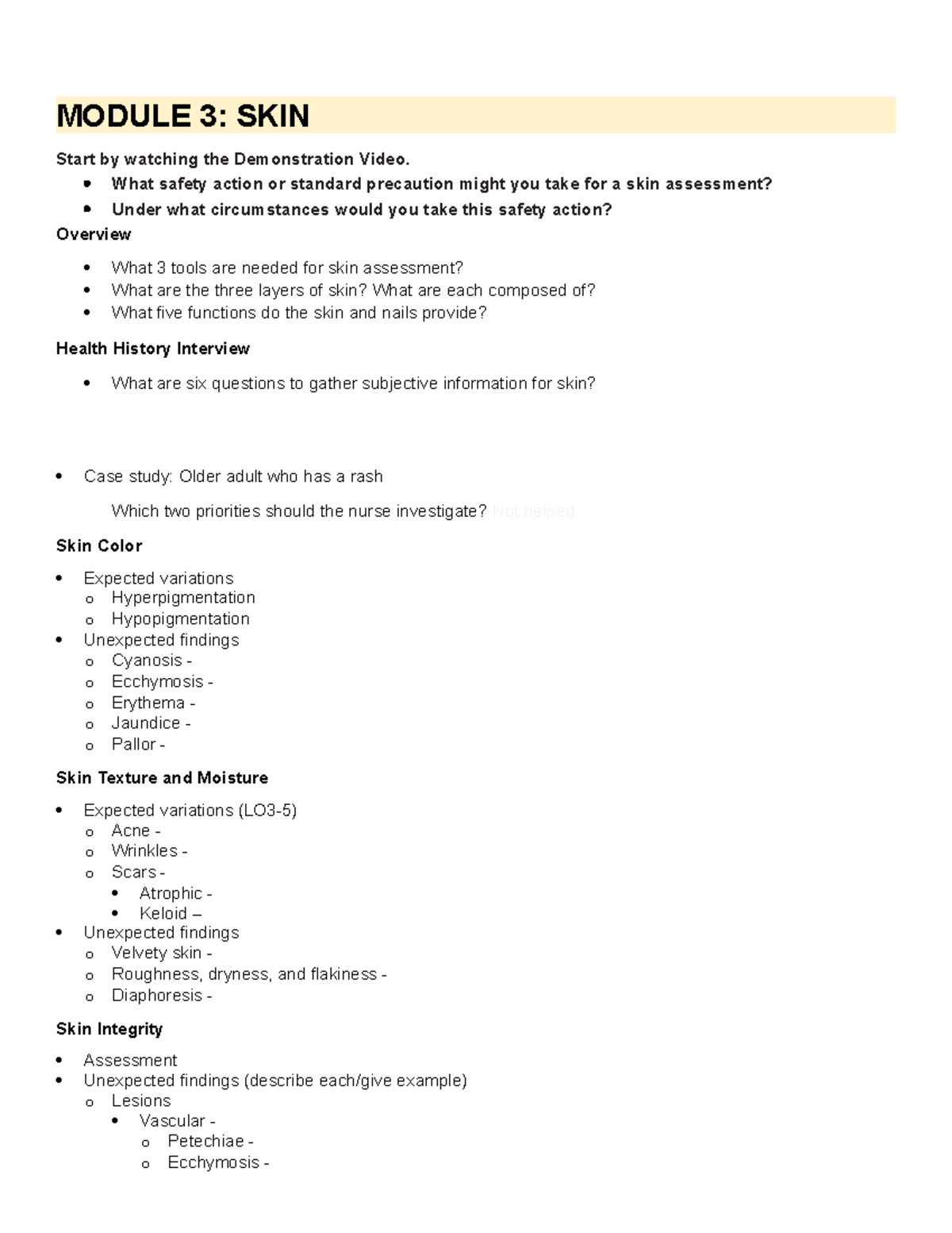 NURS-3308+HHA+Week+3+skin+ATI+notes - MODULE 3: SKIN Start by watching ...