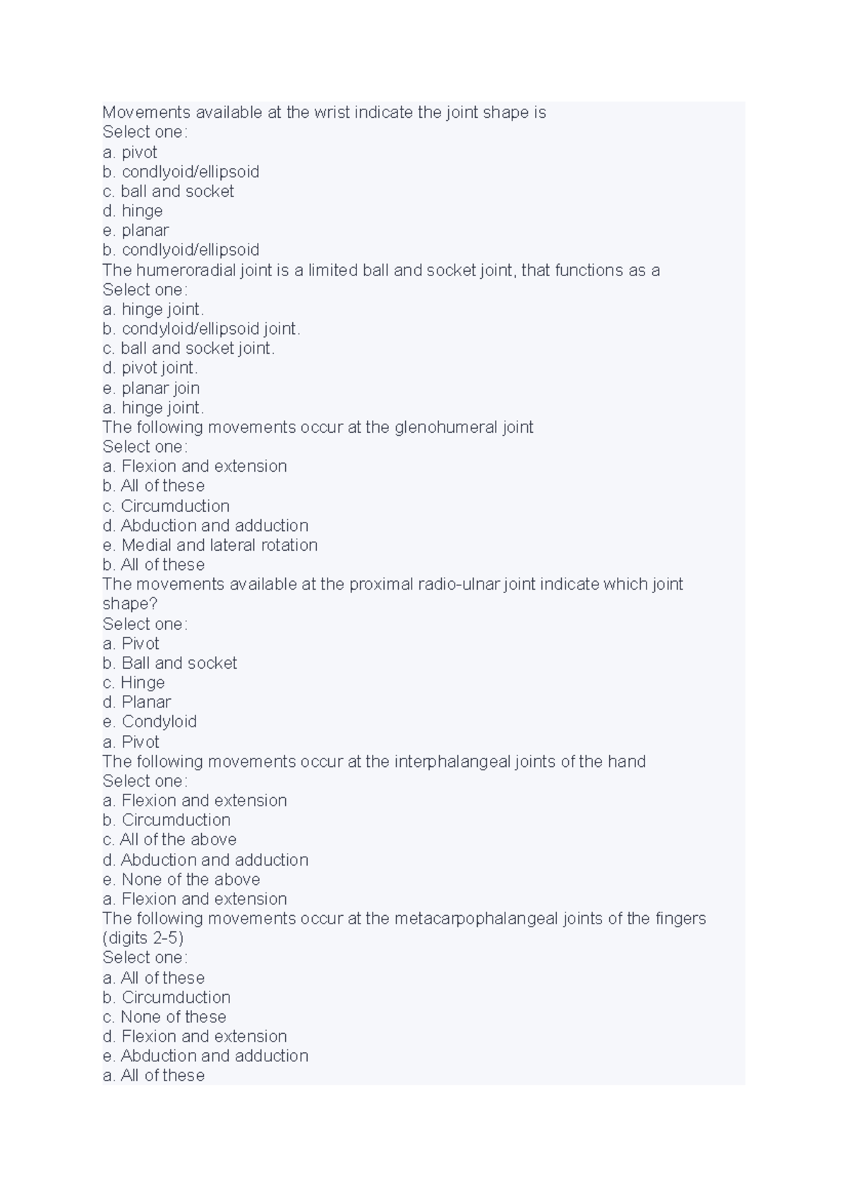 Quiz week 2 Body Systems mmed3932 week 2 Movements available at the