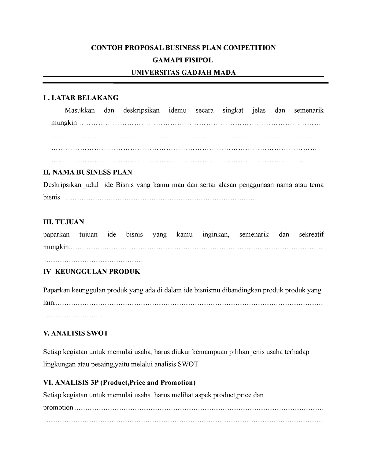 kesimpulan dari proposal business plan