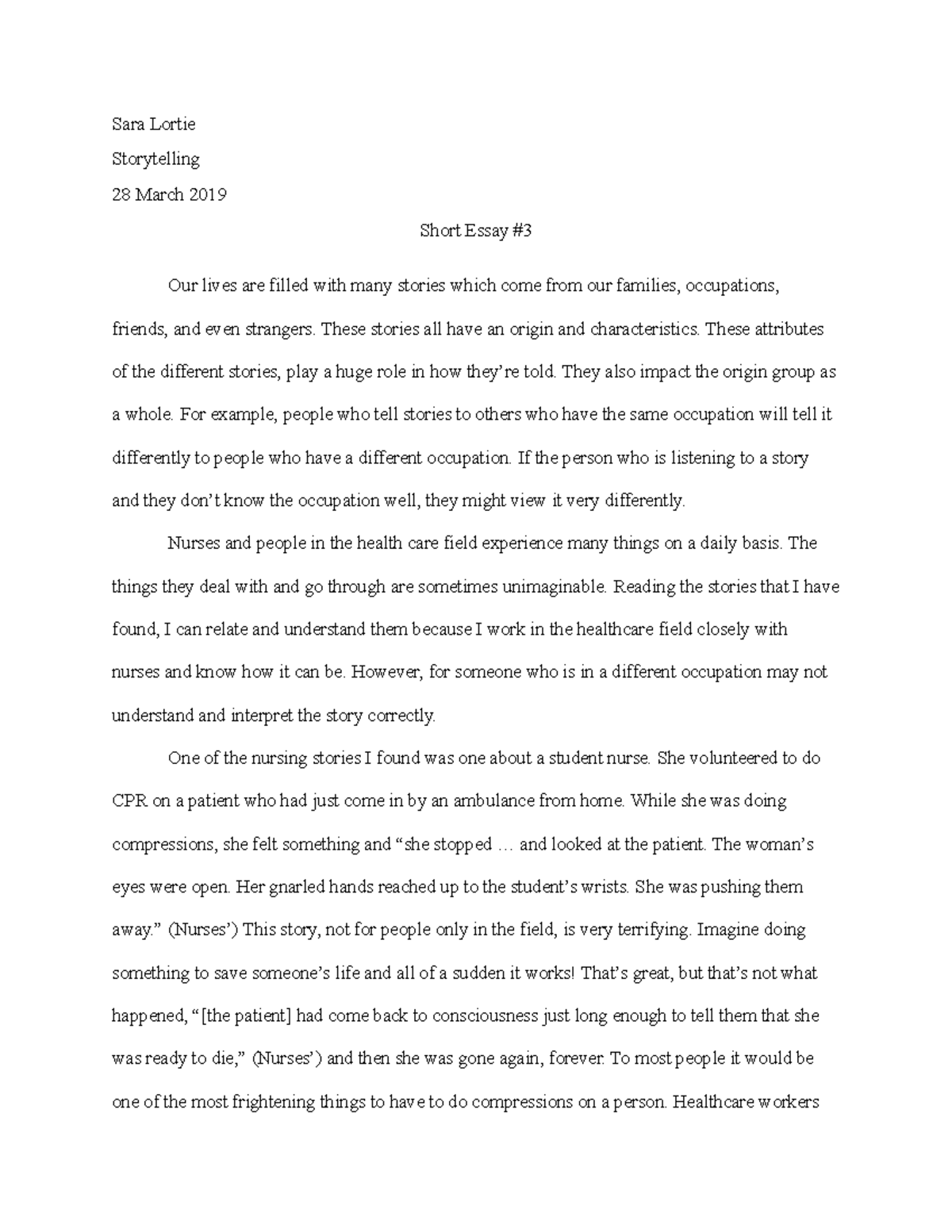 short essay on story telling