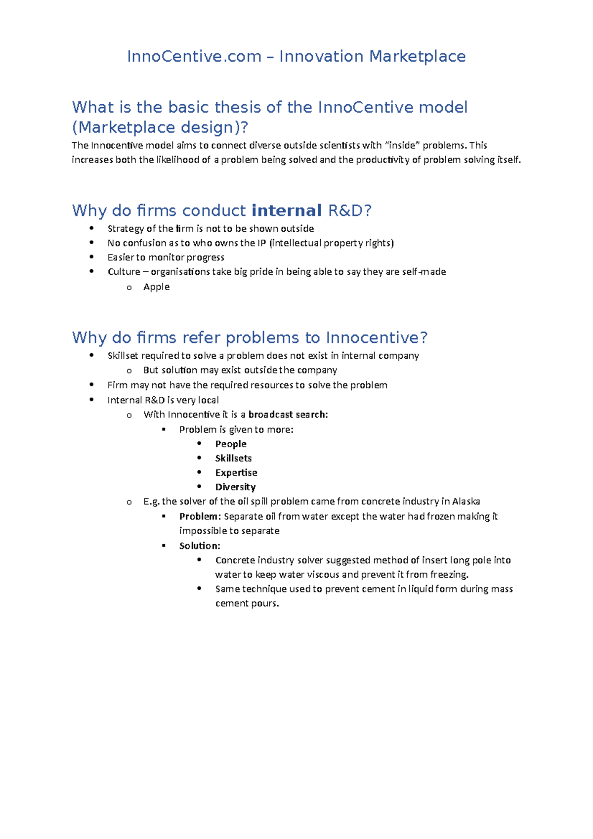 InnoCentive /Open Innovation Notes InnoCentive Innovation