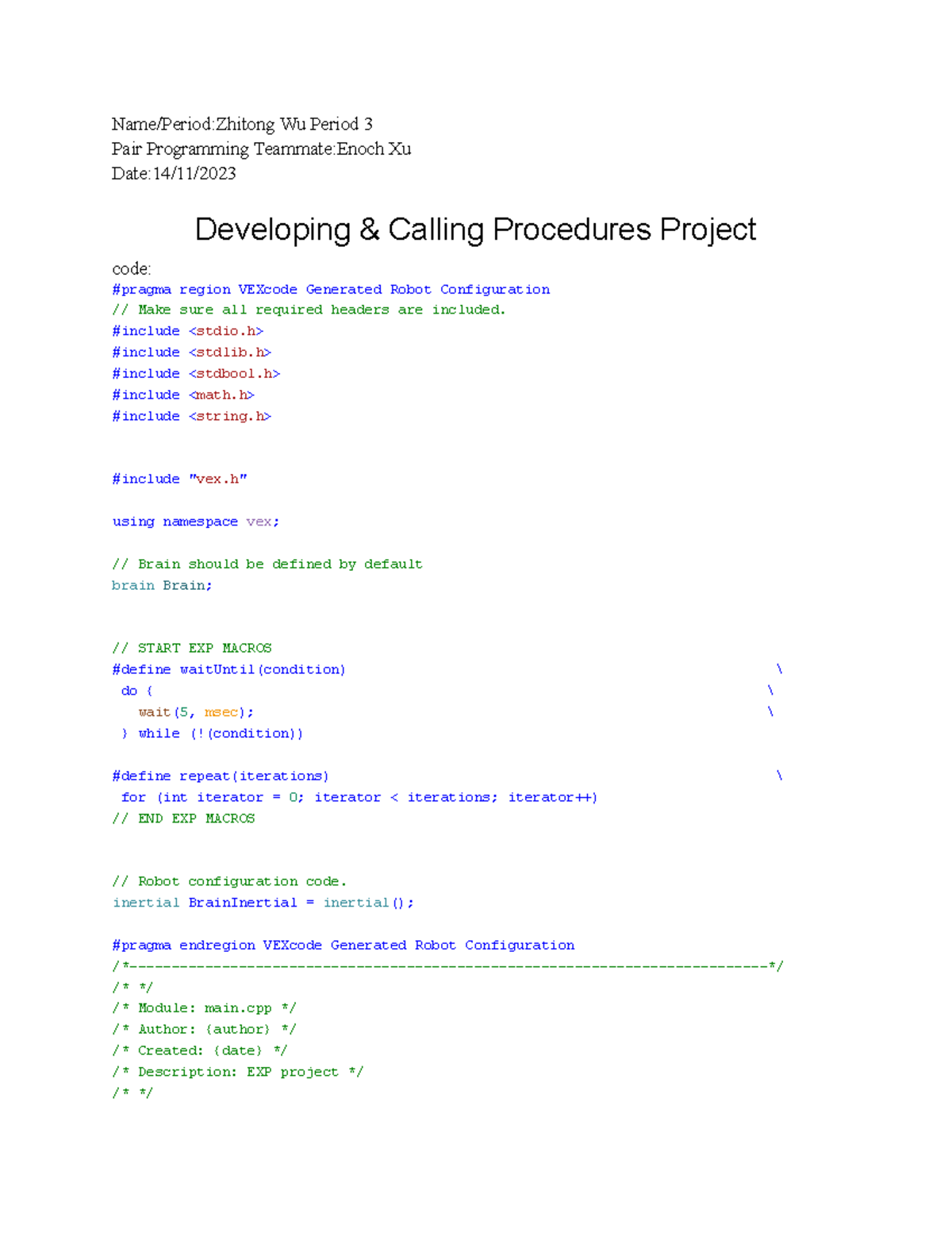 CSE homework - Name/Period:Zhitong Wu Period 3 Pair Programming ...