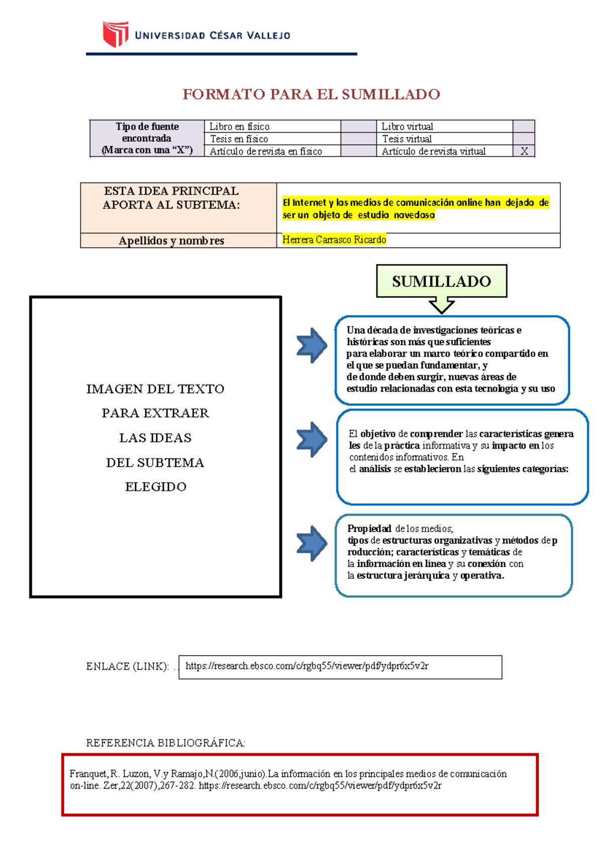 Formato PARA Sumillado - FORMATO PARA EL SUMILLADO Tipo de fuente ...